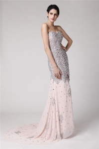 pink sequined formal dress 
